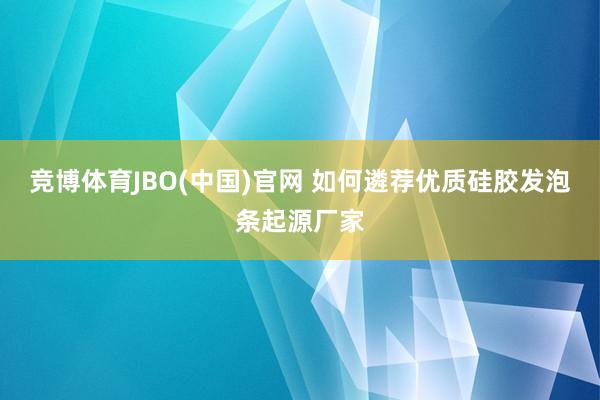 竞博体育JBO(中国)官网 如何遴荐优质硅胶发泡条起源厂家