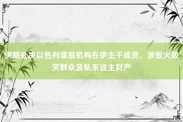 伊朗处决以色列谍报机构在伊主干成员，涉放火毁灭群众及私东谈主财产