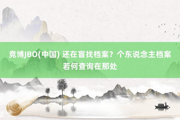 竞博JBO(中国) 还在盲找档案？个东说念主档案若何查询在那处